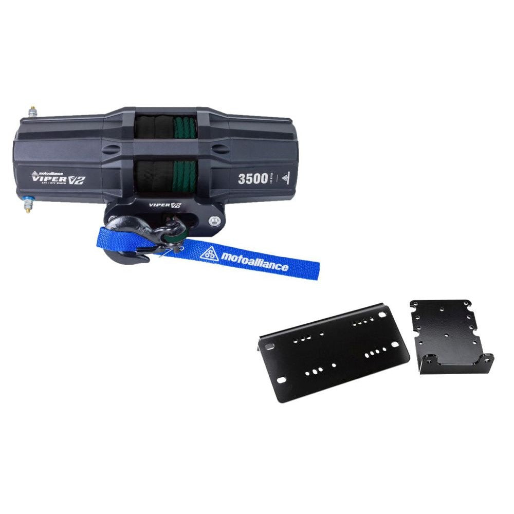 Viper V2 UTV Winch Kit 3500 lb Standard Spool With 40 Feet Green Synthetic Rope With Mount For Kubota RTV900 2004-2008