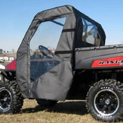 Falcon Ridge Black Canvas Soft Roll-Away Doors And Cold Rated Rear Window With Zipper For Polaris Ranger 2004-2008