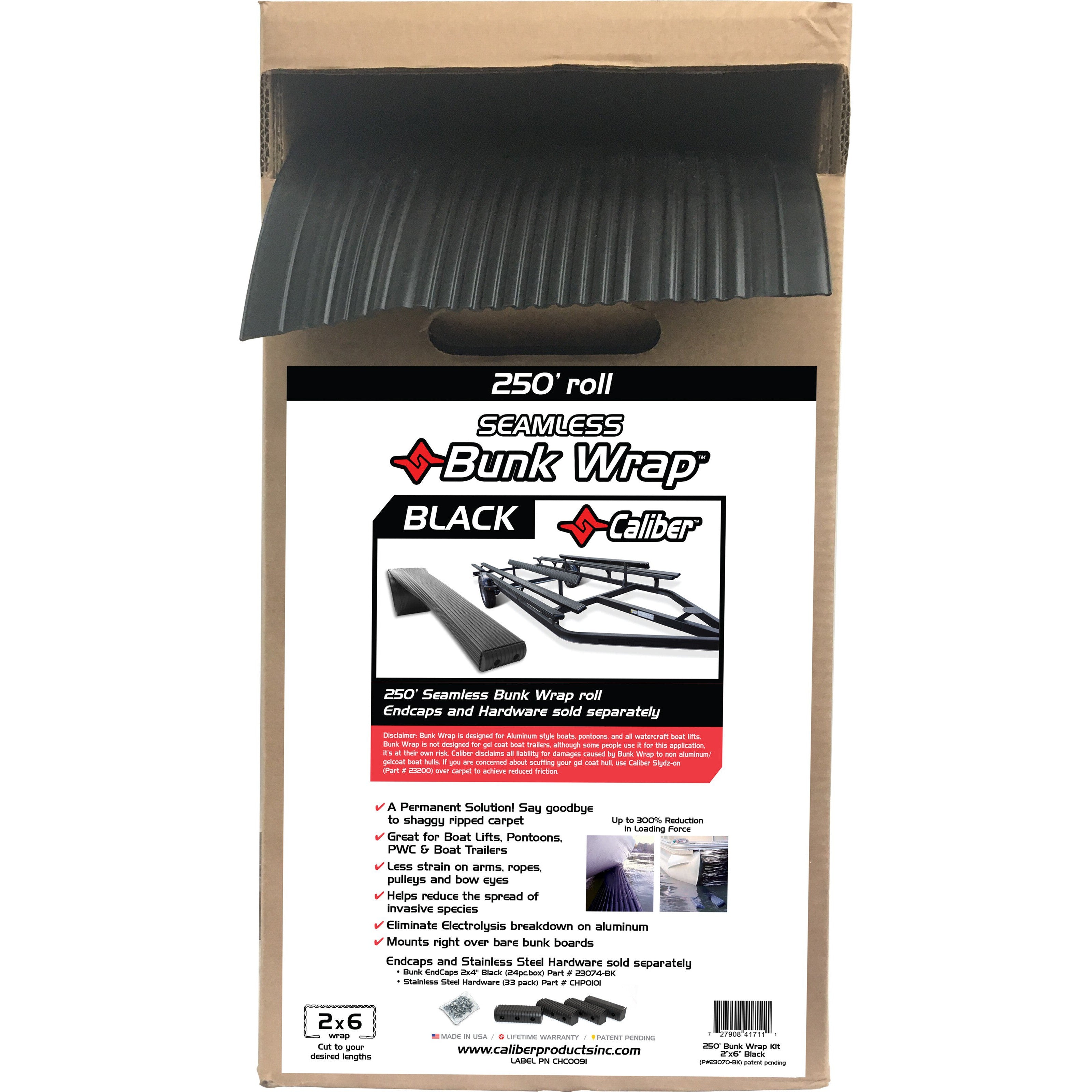 Caliber Bunkwrap 2X6" Black 250' Bulk Roll 23070-BK