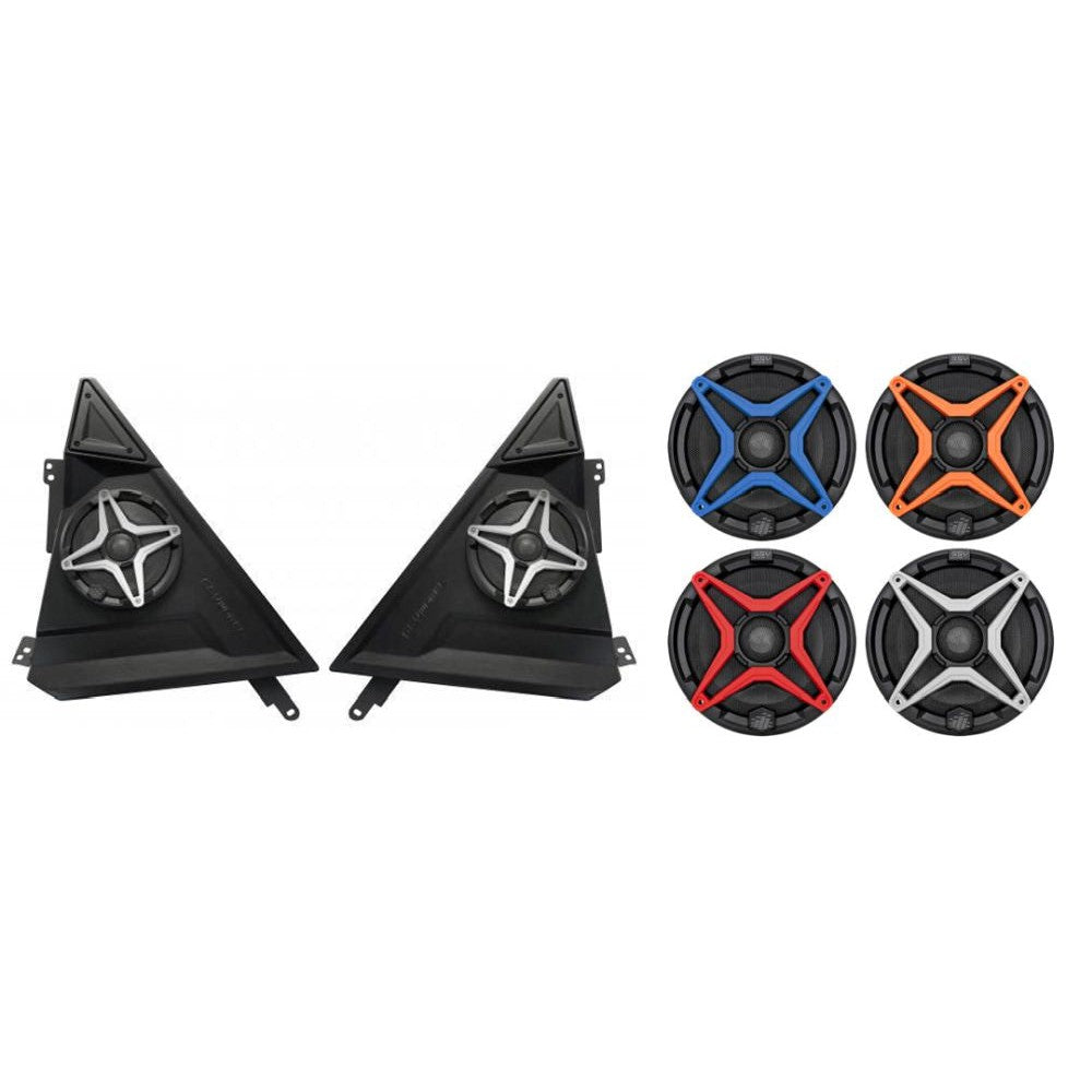 SSV Works Front 6.5" Speaker Pods With Blue Grilles For Polaris Slingshot 15-21