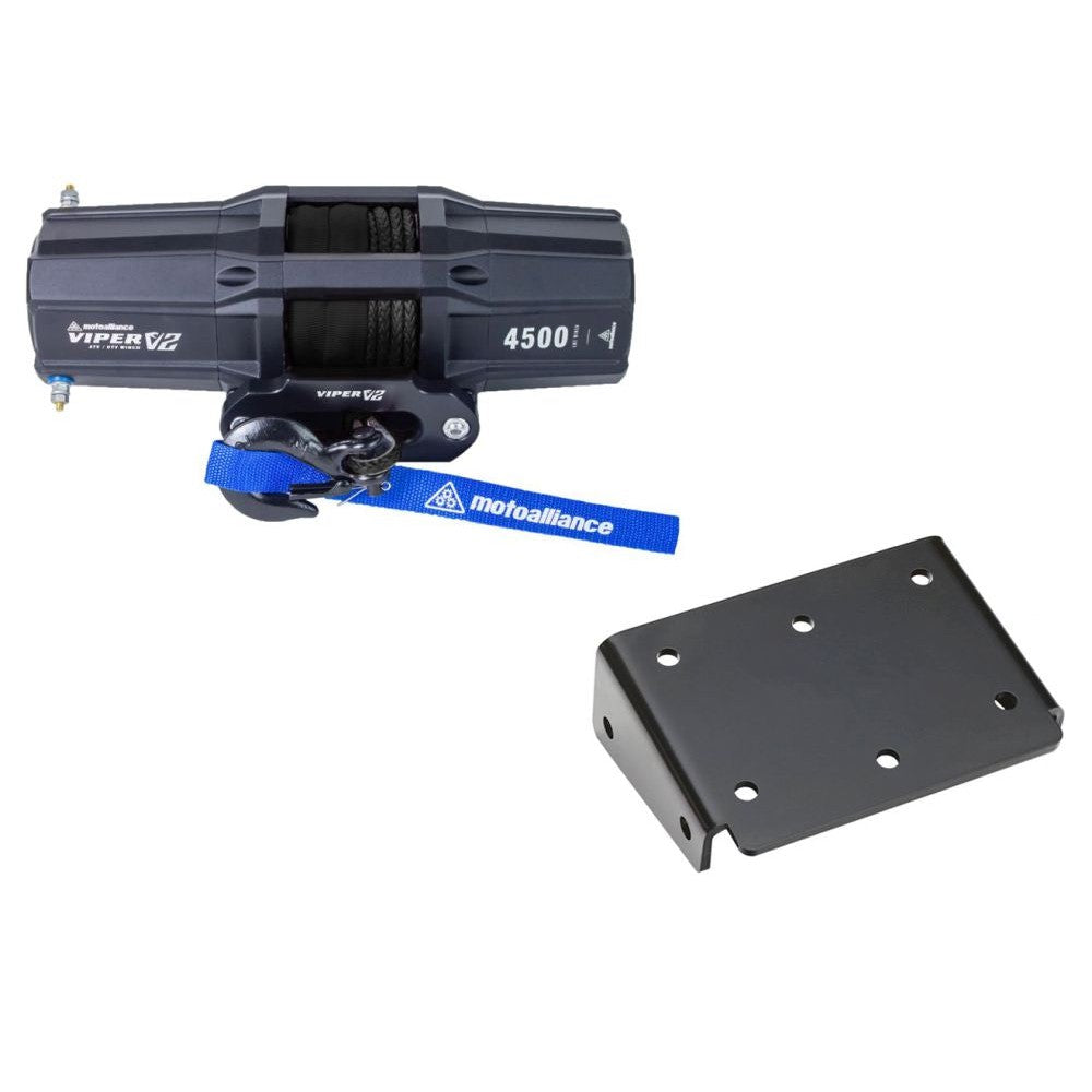 Viper V2 ATV Winch Kit 4500 lb Standard Spool With 40 Feet Black Synthetic Rope With Mount For Suzuki King Quad Models 2007-2010