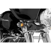 Arlen Ness Deep Cut Black LED Accessory Light with Amber Lens and Amber Ring
