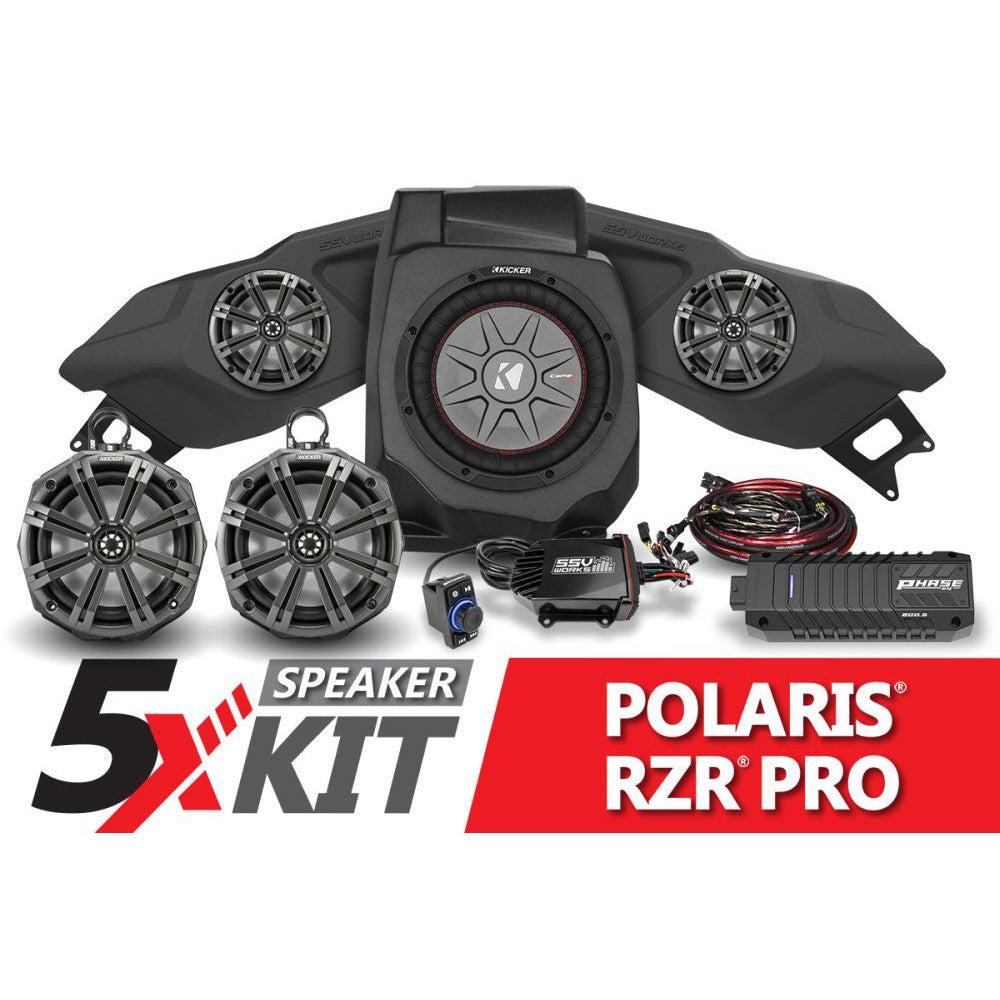 SSV Works Phase X Kicker 5-Speaker Plug-And-Play System For Polaris RZR Pro XP 2020-2022