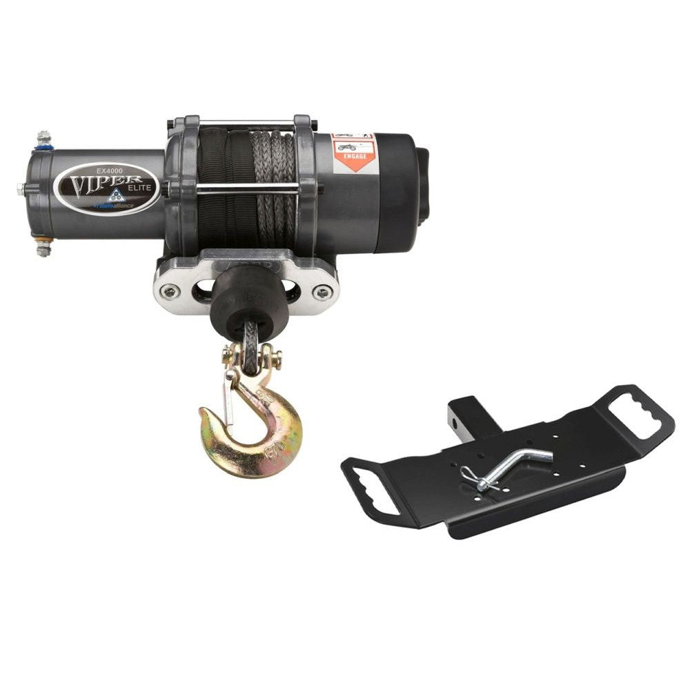 Viper Elite ATV Winch Kit 4000 lb With 40 Feet Black Synthetic Rope With Mount