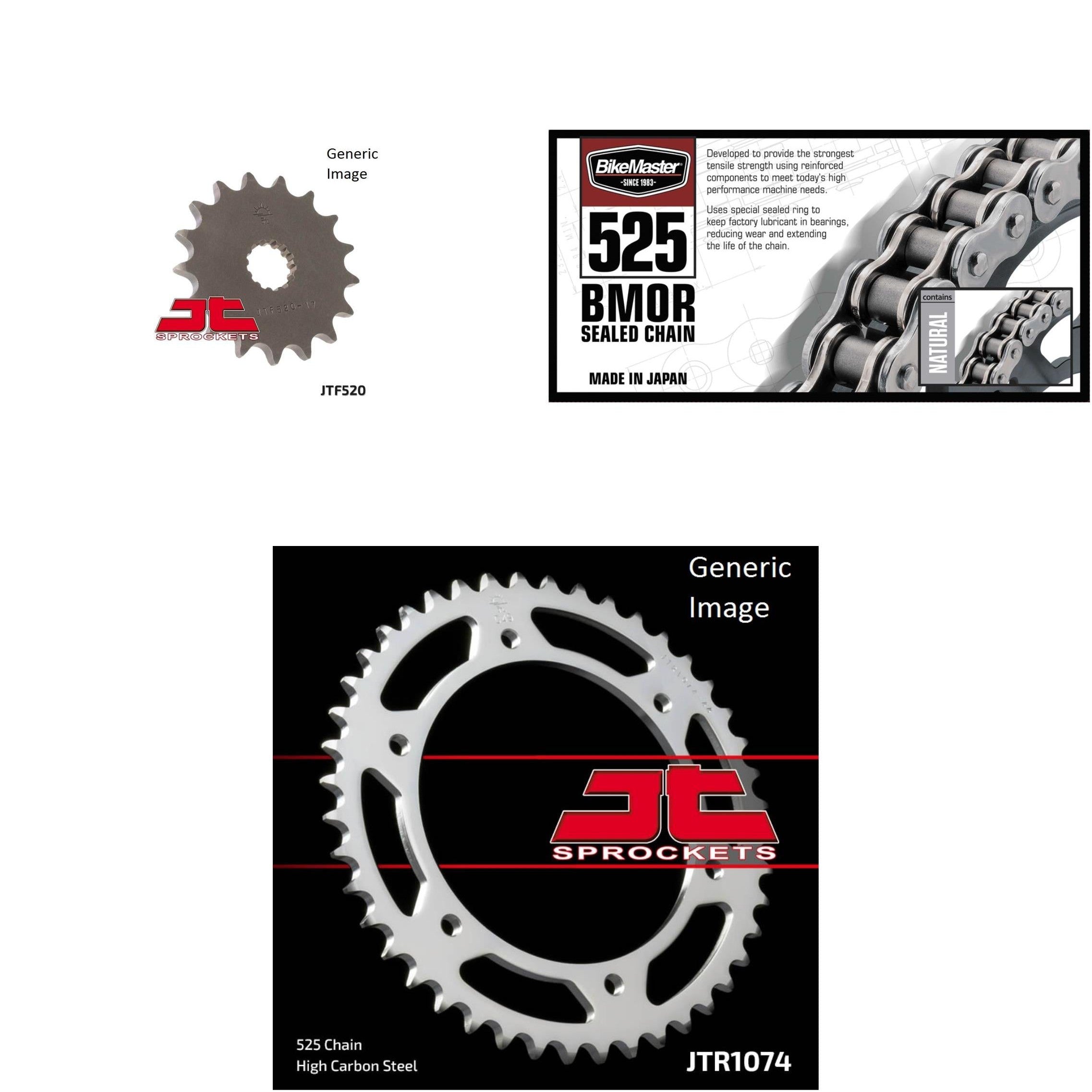 525 BMOR Chain Natural, Front & Rear Sprocket Kit for HYOSUNG GT650 S 2005-2009