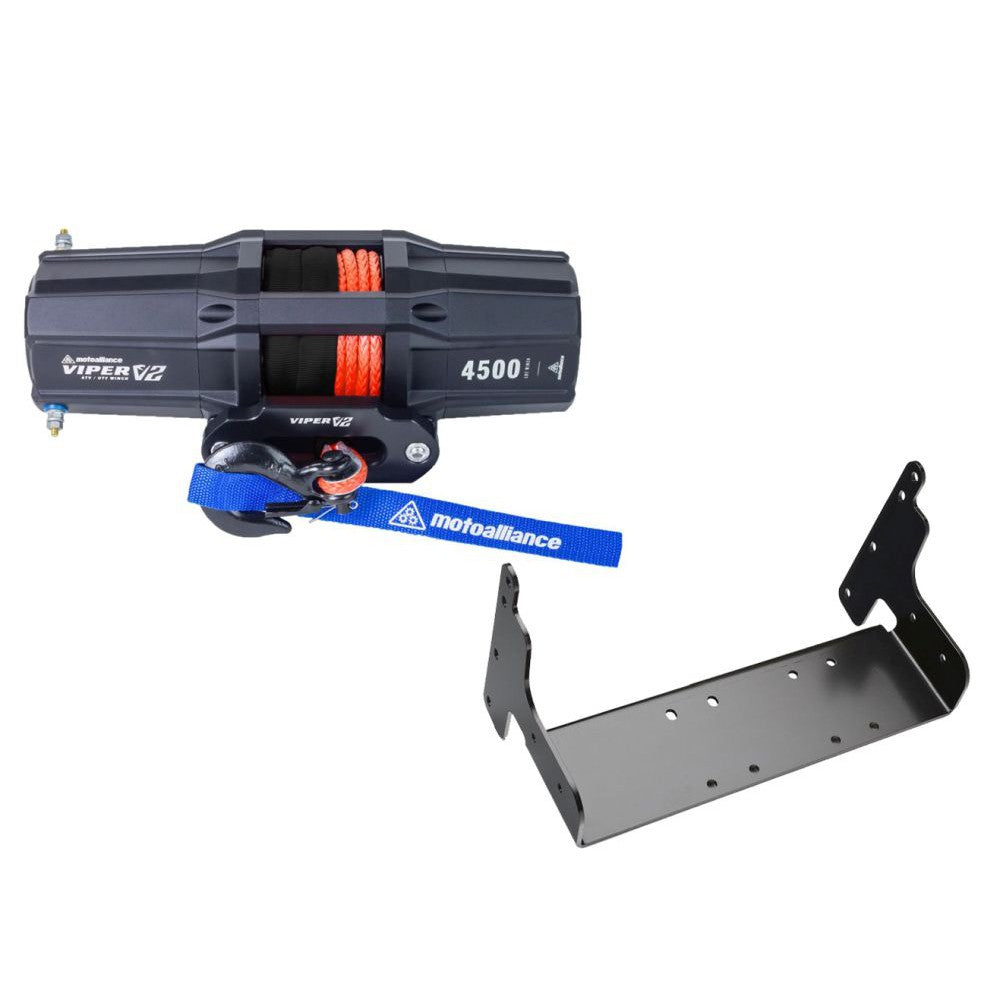 Viper V2 ATV Winch Kit 4500 lb Standard Spool With 40 Feet Orange Synthetic Rope With Mount For Polaris Models 2003-2006