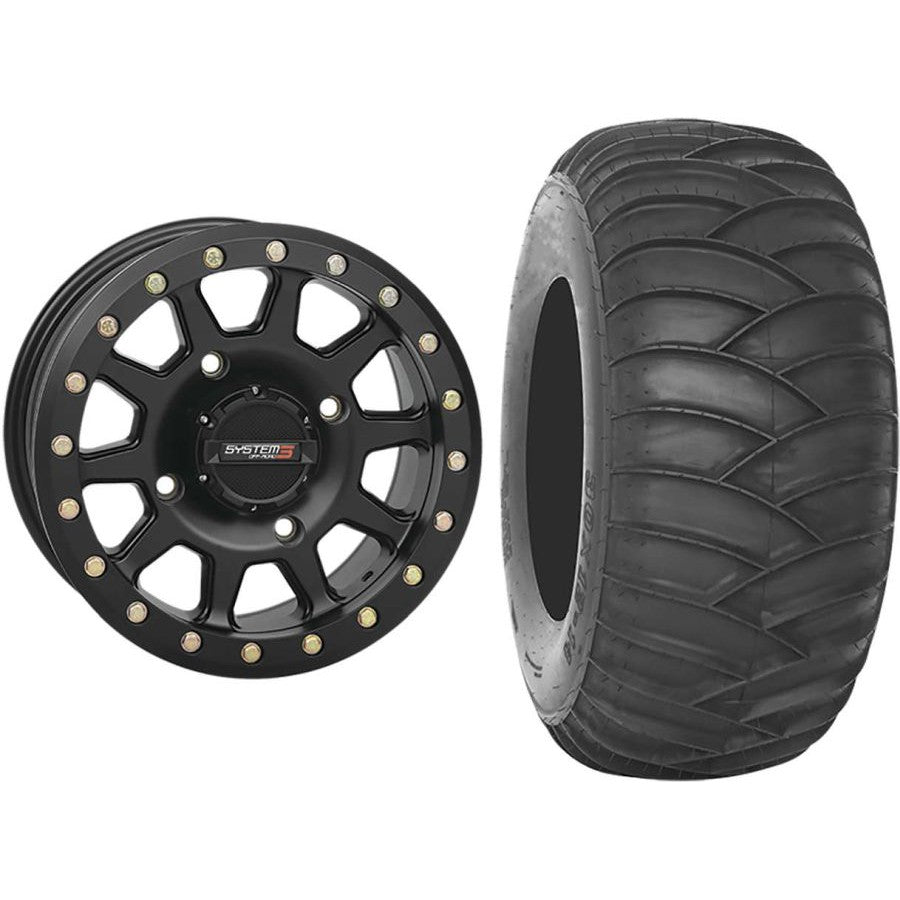 Set of 2 Mounted Wheel and Tire Kit Wheel: 15x10 5+5 4/156 Tire: 32x12-15 2 Ply