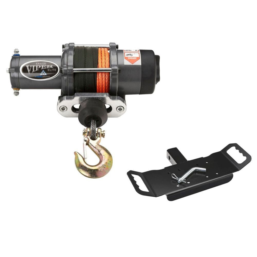 Viper Elite ATV Winch Kit 4500 lb With 40 Feet Orange Synthetic Rope With Mount