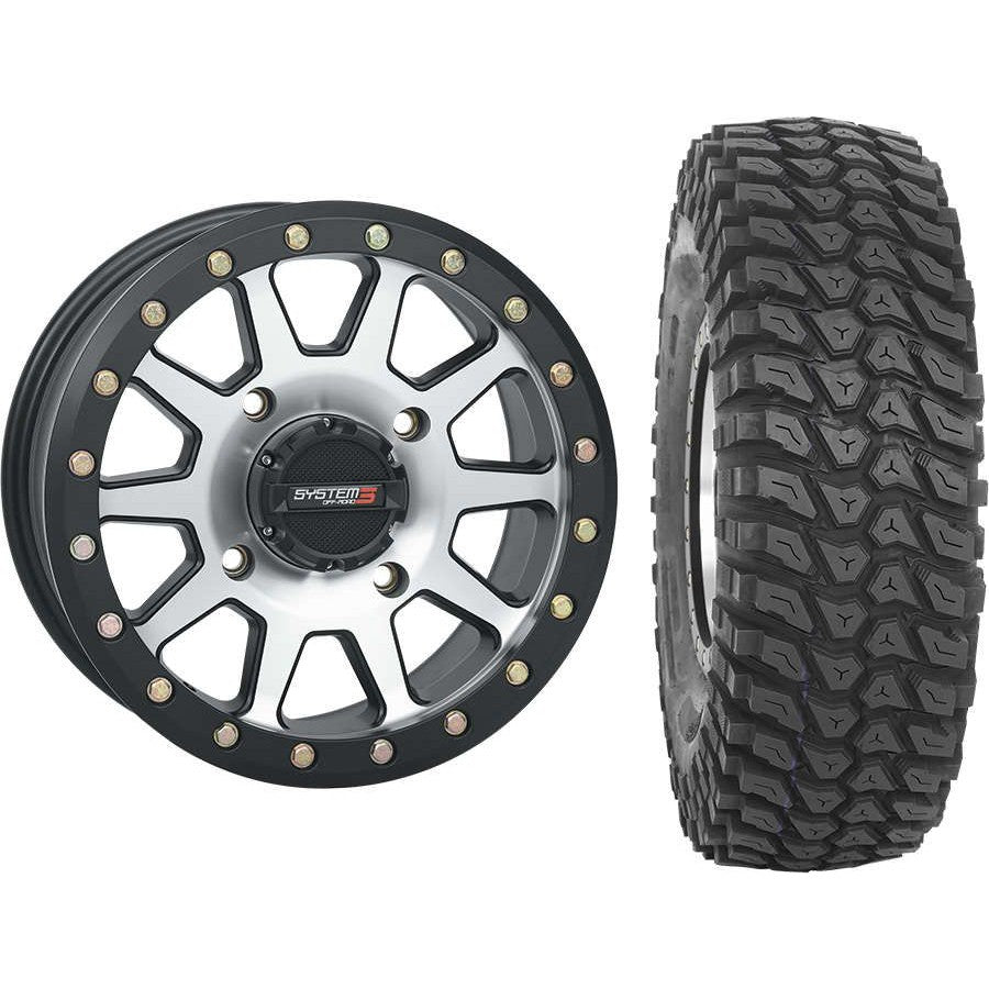 Set of 2 Mounted Wheel and Tire Kit Wheel: 15x7 5+2 4/156 Tire: 32x10-15 8 Ply