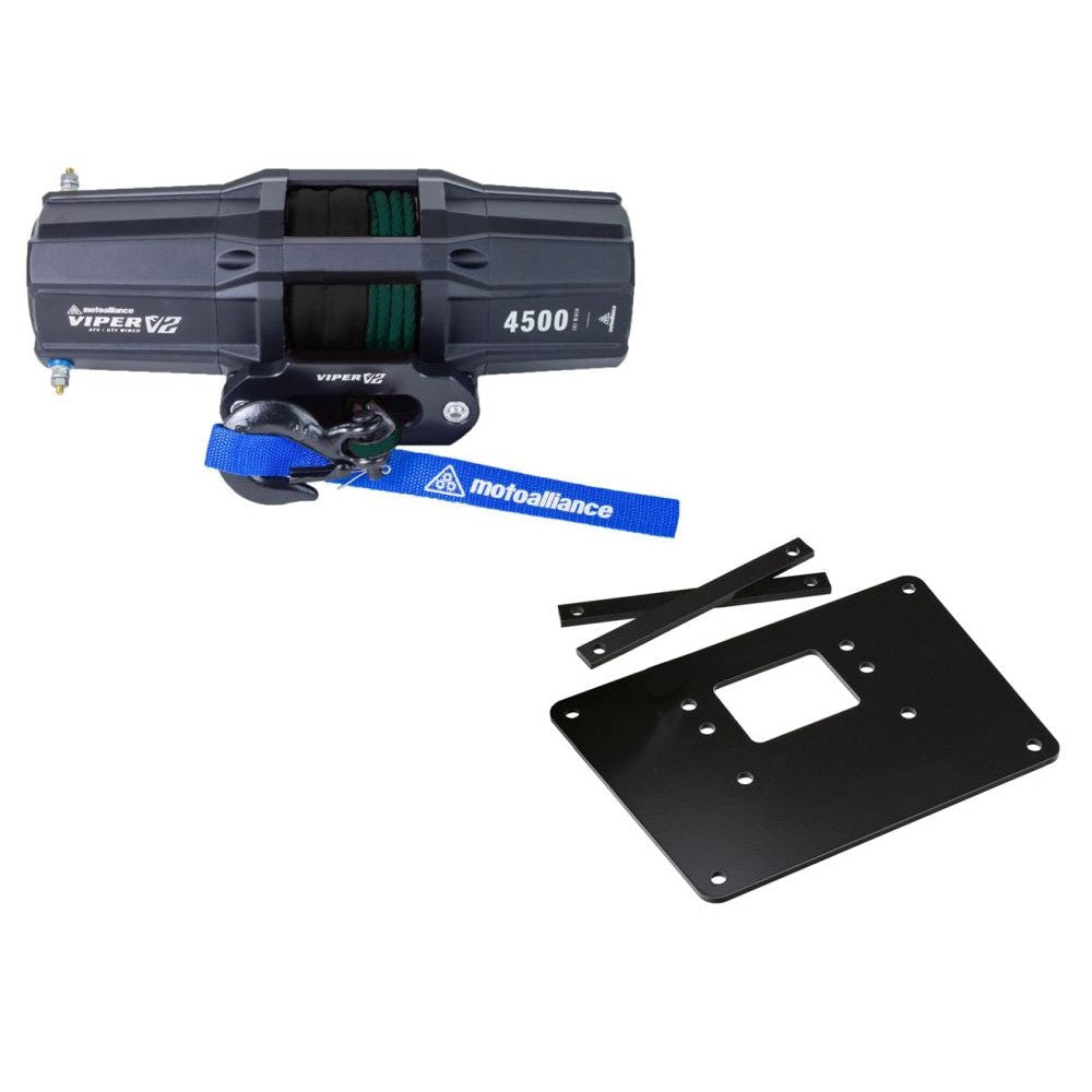 Viper V2 ATV Winch Kit 4500 lb Standard Spool With 40 Feet Green Synthetic Rope With Mount For Arctic Cat Models 2002-2005