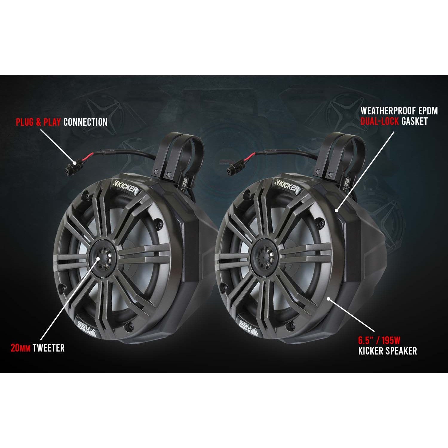 SSV Works Universal 6.5'' Cage Mounted SSV Speaker Pods With 1.85 Clamps