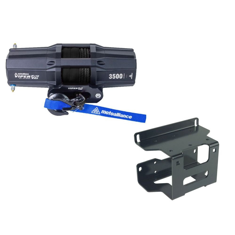 Viper V2 ATV Winch Kit 3500 lb Standard Spool With 40 Feet Black Synthetic Rope With Mount For Polaris 300/400/Hawkeye 300 2008-2010