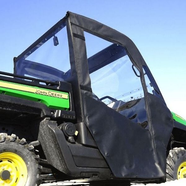 Falcon Ridge Black Canvas Soft Roll-Away Doors Rear Window With Zipper For John Deere Gator 2014-2019