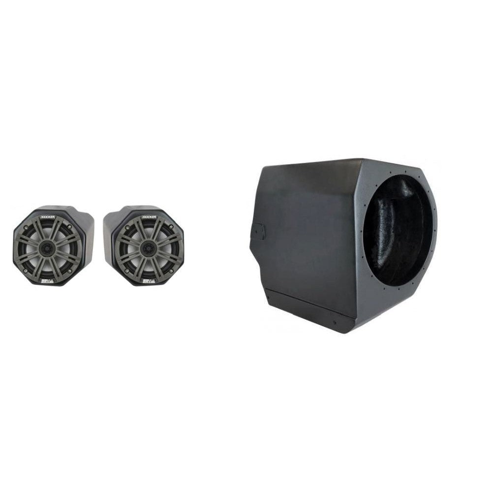 SSV Works 2 Plug-And-Play Kicker Speakers W/ 10" Unloaded Subwoofer Enclosure For Polaris General 1000 16-20