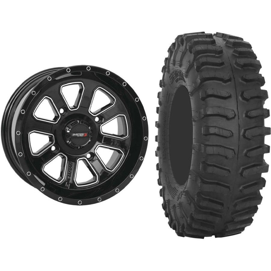 Set of 2 Mounted Wheel and Tire Kit Wheel: 14x7 4+3 4/137 Tire: 28x10-14 8 Ply