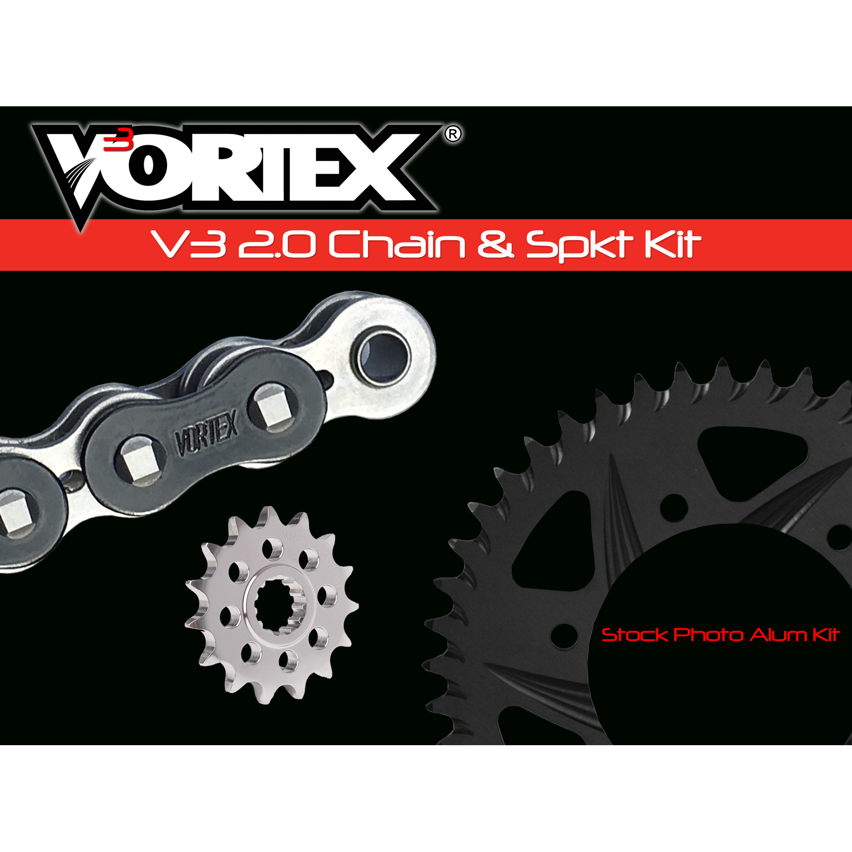 Vortex Black GFRA 520RX3-114 Chain and Sprocket Kit 15-41 Tooth - CK2249