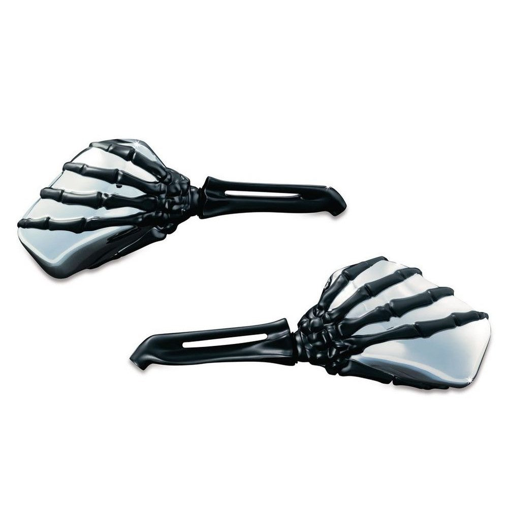 Kuryakyn Skeleton Black Hand Chrome Mirrors Set Motorcycle Harley Honda Indian