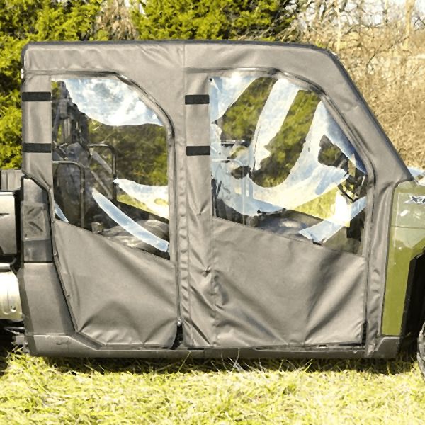Falcon Ridge Black Canvas Soft Roll-Away Doors With Zipper For Polaris Ranger 2014-2019