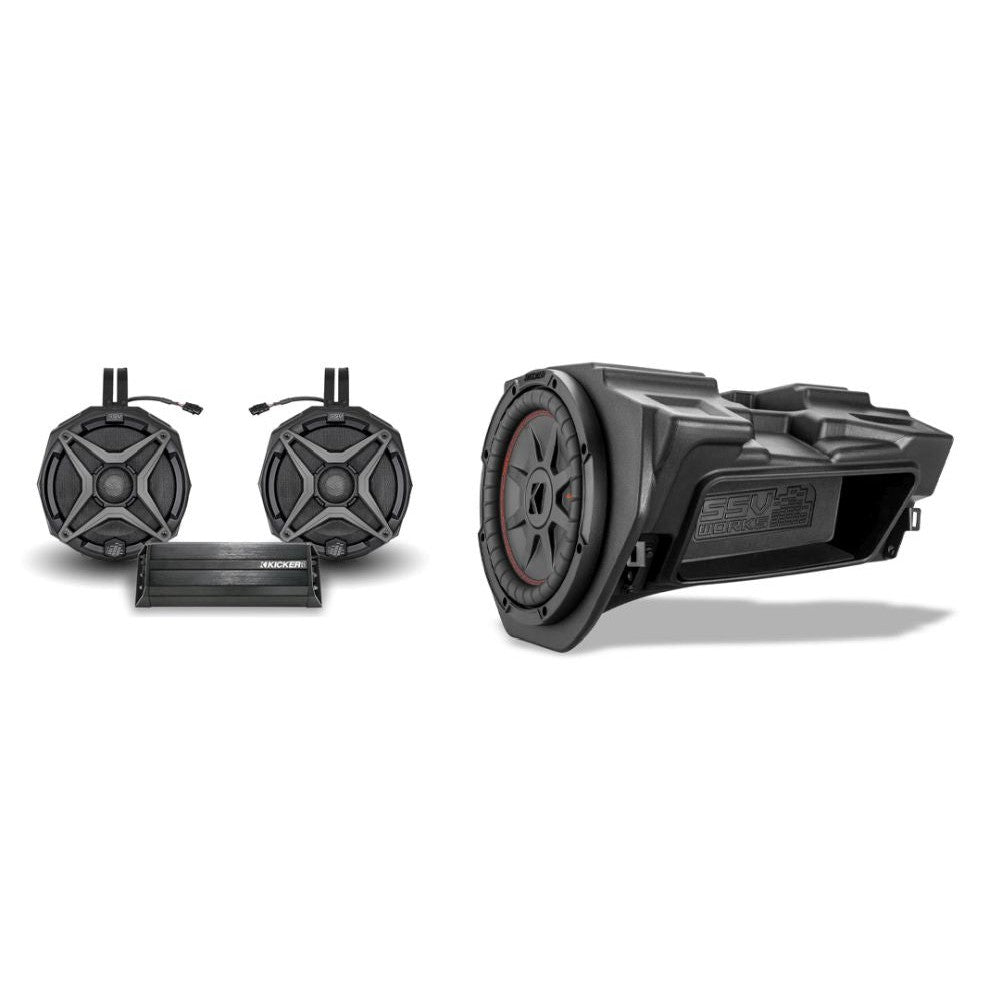 SSV Works 2-Speaker Cage-Mounted System With 10" Kicker Subwoofer