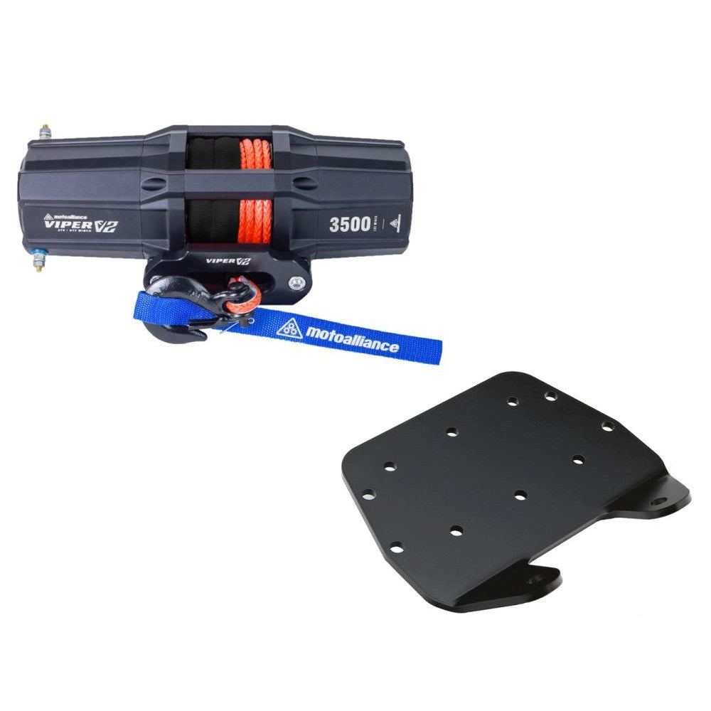 Viper V2 ATV Winch Kit 3500 lb Standard Spool With 40 Feet Orange Synthetic Rope With Mount For Yamaha Grizzly 660 2002-2008