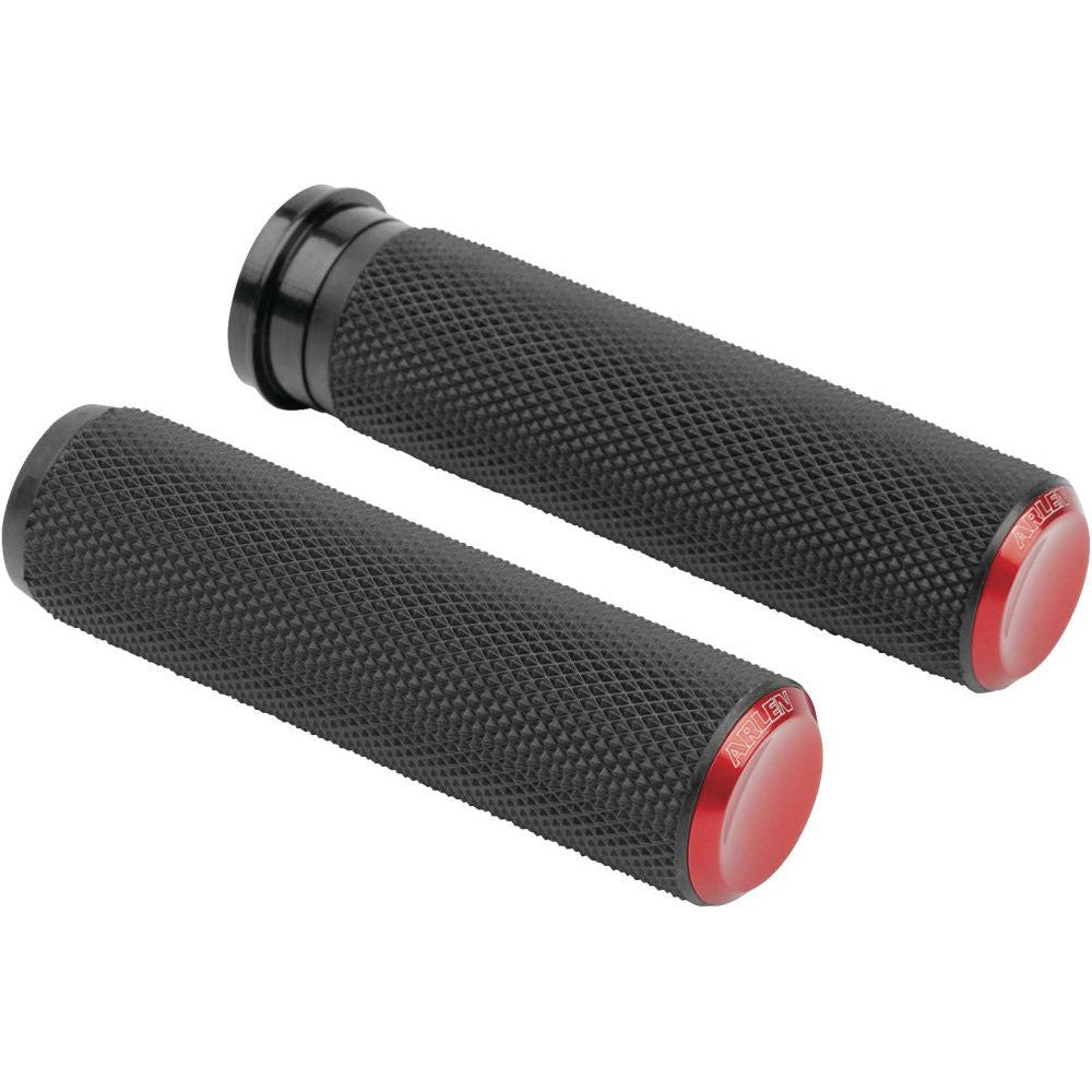Arlen Ness Knurled Red FBW Grips 07-346