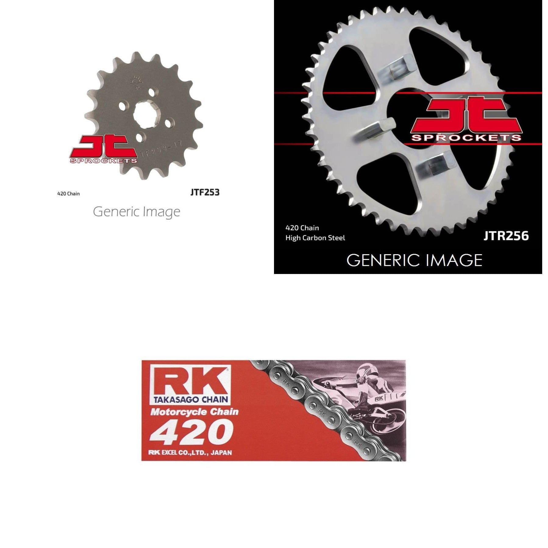 420 RK-M Standard Chain, Front & Rear Sprocket Kit for HONDA ATC70 1982-1985