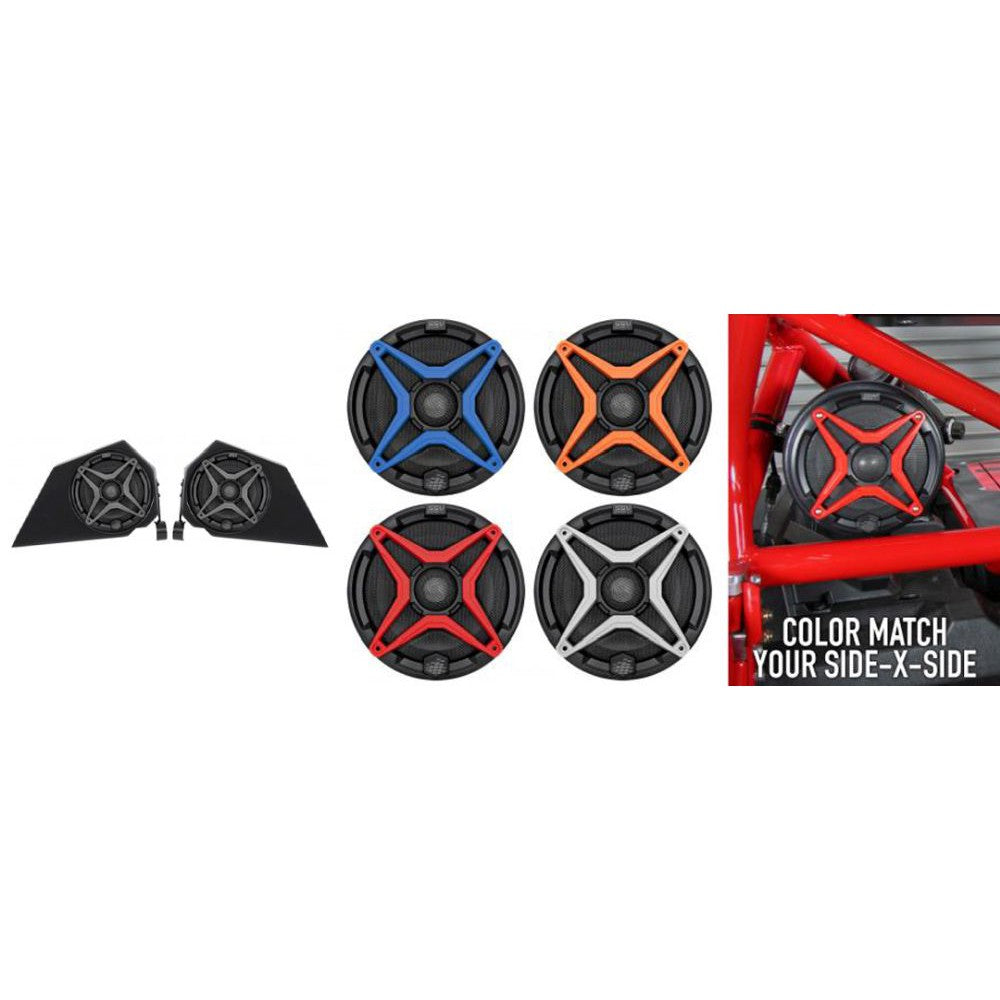 SSV Works Side Panel 6.5" Speaker Pods With Red Grilles For Polaris Slingshot 15-21