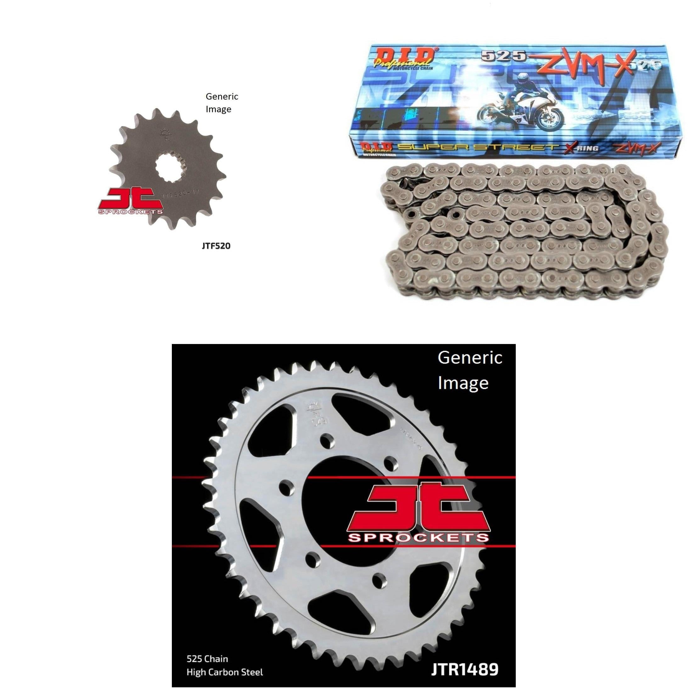 525ZVM-X Nickel, Front & Rear Sprocket Kit KAWASAKI ZX750P Ninja ZX-7R 1996-2004