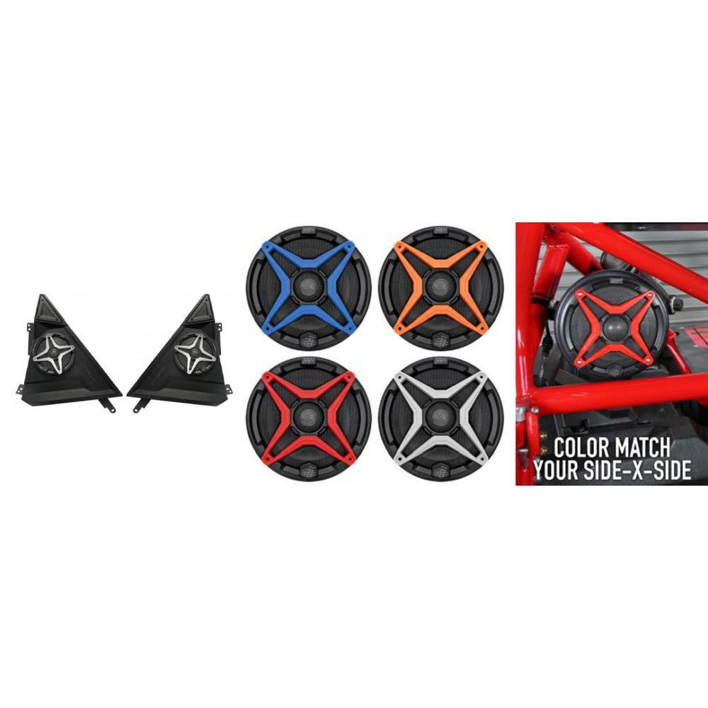 SSV Works Front 6.5" Speaker Pods With Red Grilles For Polaris Slingshot 15-21