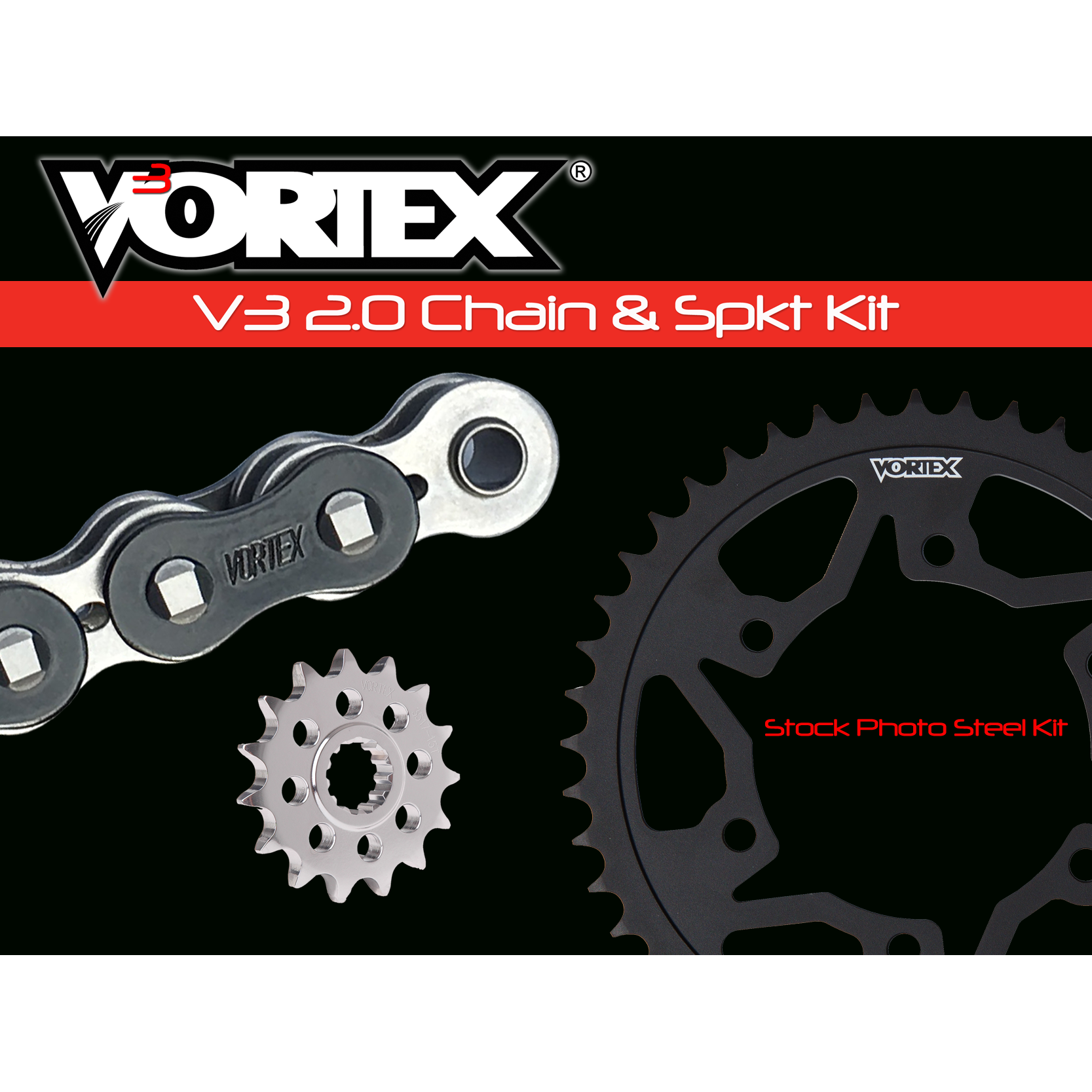 Vortex Black GFRS 520RX3-114 Chain and Sprocket Kit 15-41 Tooth - CK2150