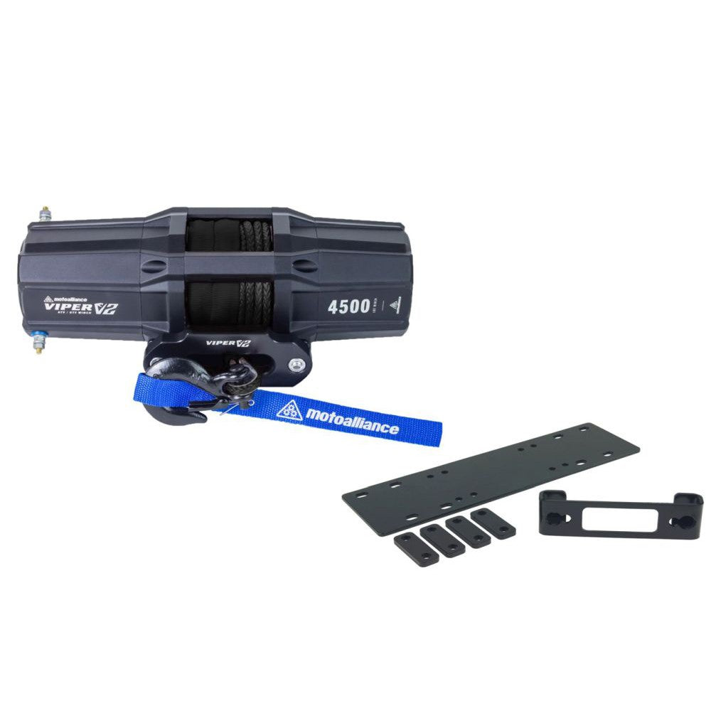 Viper V2 UTV Winch Kit 4500 lb Standard Spool With 40 Feet Black Synthetic Rope With Mount For Honda Pioneer 1000-5 2016-2021