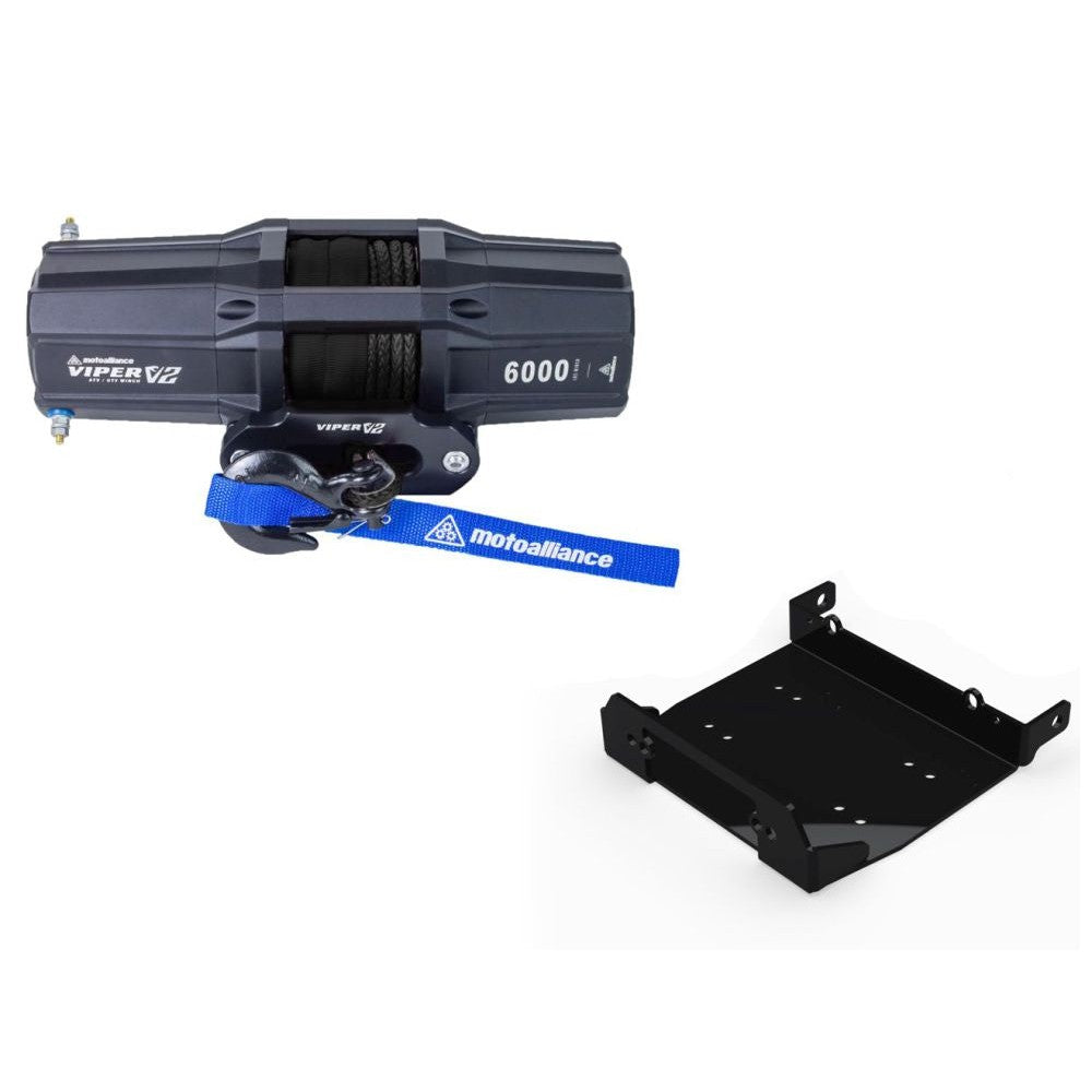 Viper V2 UTV Winch Kit 6000 lb Standard Spool With 40 Feet Black Synthetic Rope With Mount For Yamaha Wolverine X2 X4 2014-2019