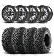 Set of Four Bullite Blade Wheels 14" Gray And Kenda K3204R Klever XT Tires [27x9R-14]