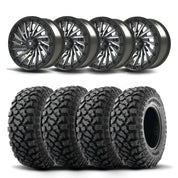 Set of Four Bullite Blade Wheels 14" Gray And Kenda K3204R Klever XT Tires [28x10R-14]