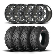 Set of Four Bullite Ruler Wheels 15" Gray And Kenda K3203 Mastodon AT Tires [33x10R-15]