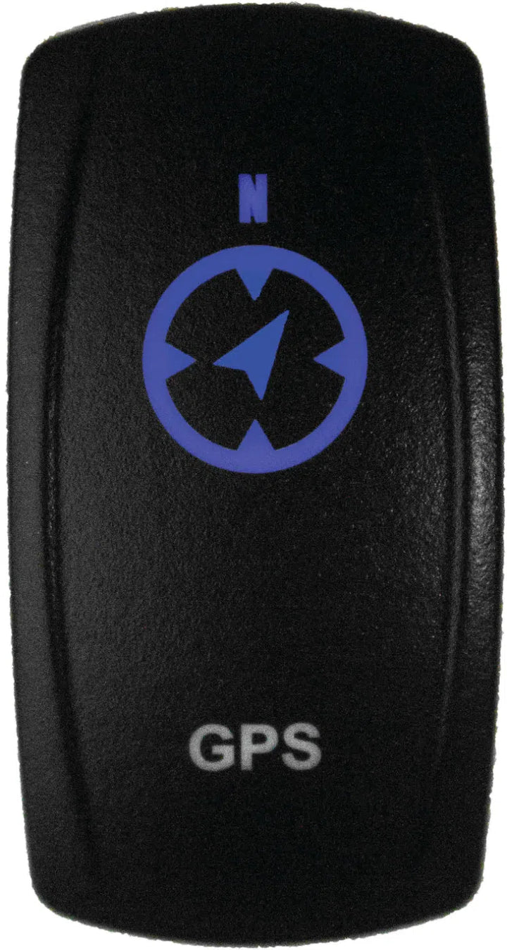 DragonFire Racing Laser-Etched Dual LED Switch - GPS On/Off - Blue - 04-0124