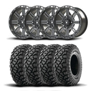 Set of Four Bullite Lancer Wheels 15" Gray And Kenda K3204R Klever XT Tires [32x10R-15]