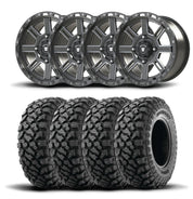 Set of Four Bullite Lancer Wheels 15" Gray And Kenda K3204R Klever XT Tires [32x10R-15]