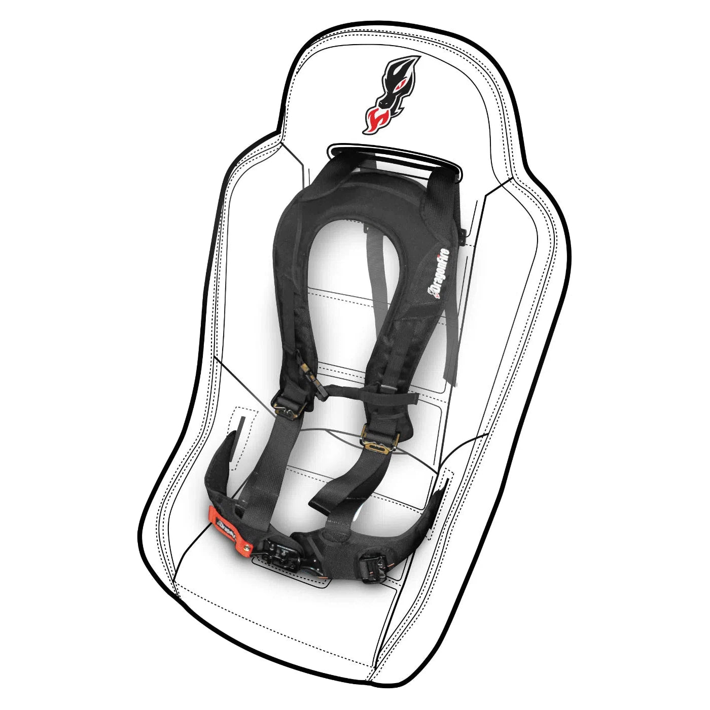 DragonFire Racing 2" EVO 4-Point Harness - Black - 14-0040