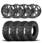 Set of Four Bullite Lancer Wheels 14" Black And Kenda K592 Bearclaw EVO Tires [26x11-14]
