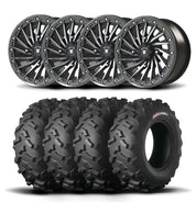 Set of Four Bullite Blade Wheels 14" Gray And Kenda K3203 Mastodon AT Tires [28x9R-14]