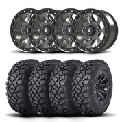 Set of Four Bullite Ruler Wheels 14" Gray And Kenda K3204R Klever XT Tires [32x10R-14]