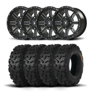 Set of Four Bullite Lancer Wheels 14" Black And Kenda K587 Bearclaw HTR Tires [27x9.5R-14]