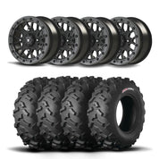 Set of Four Bullite Rider Wheels 14" Gray And Kenda K3203 Mastodon AT Tires [32x10R-14]