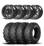 Set of Four Bullite Rider Wheels 14" Gray And Kenda K3203 Mastodon AT Tires [26x11R-14]