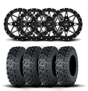 ITP Tornado 15" Matte Black Wheels And Versa Cross XTR Tires [33x10-15]