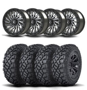 Set of Four Bullite Blade Wheels 14" Gray And Kenda K3204R Klever XT Tires [32x10R-14]