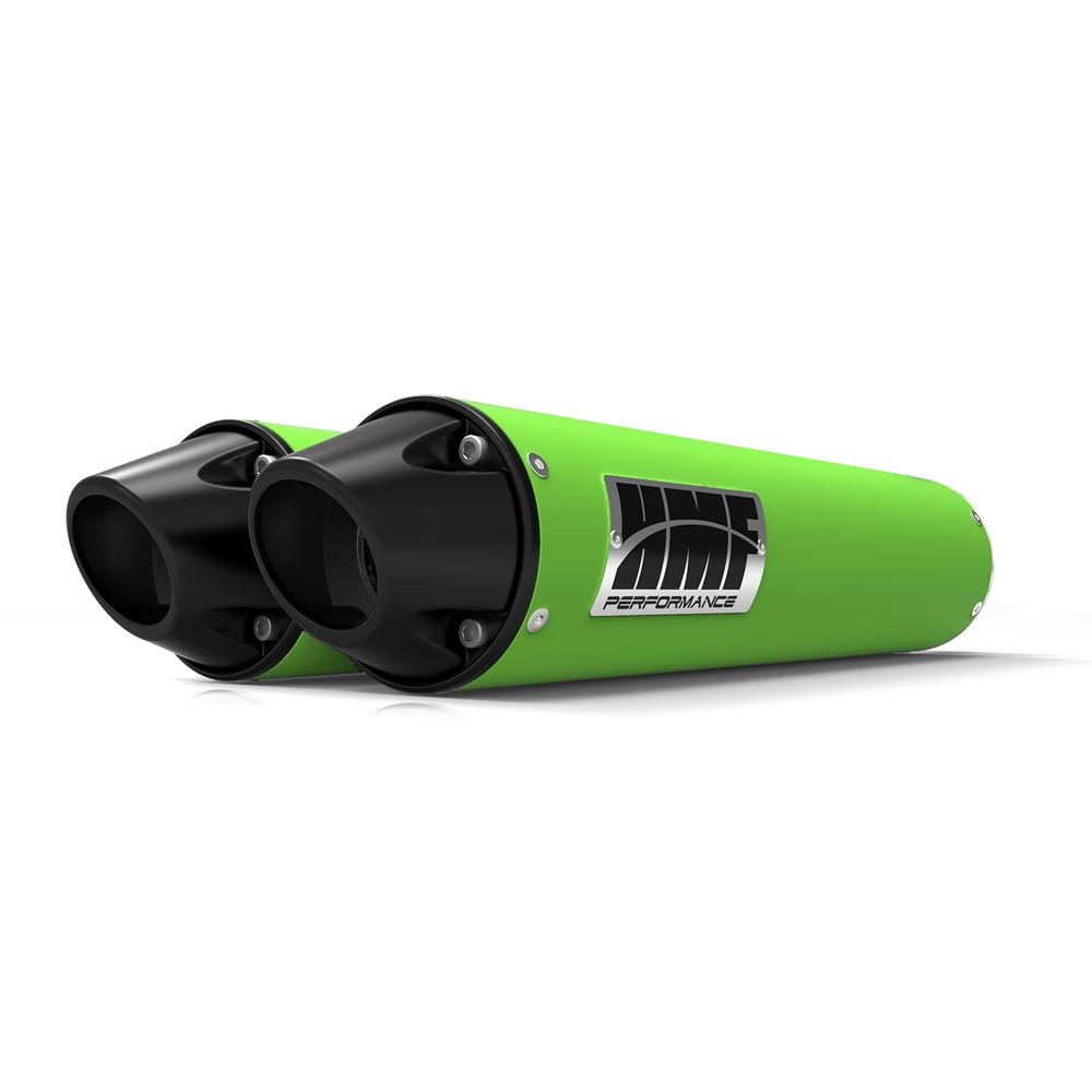 HMF Muffler Arctic Cat Wildcat 12-14 Green Performance Dual Slip On Exhaust Black Euro End Cap