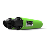 HMF Muffler Arctic Cat Wildcat 12-14 Green Performance Dual Slip On Exhaust Black Euro End Cap