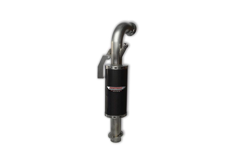 Silenciador de fibra de carbono de línea recta de acero inoxidable, ahorro de peso de 13 LB (134-204)